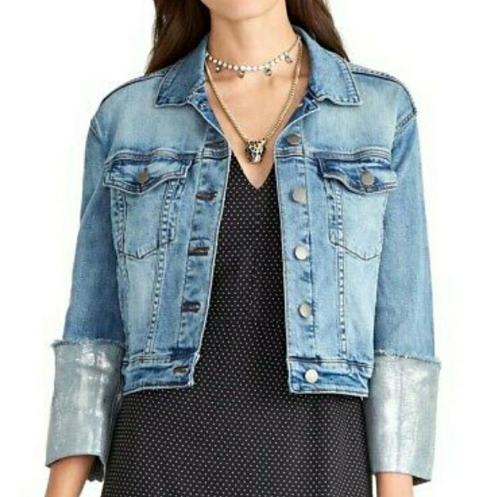 🎉HP!🎉💎NEW RACHEL Rachel Roy Silver Cuff Denim Jacket
